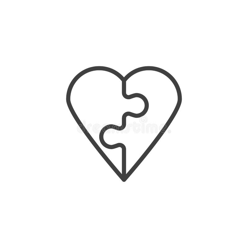 Heart Shaped Puzzle Line Icon Stock Vector - Illustration of puzzle