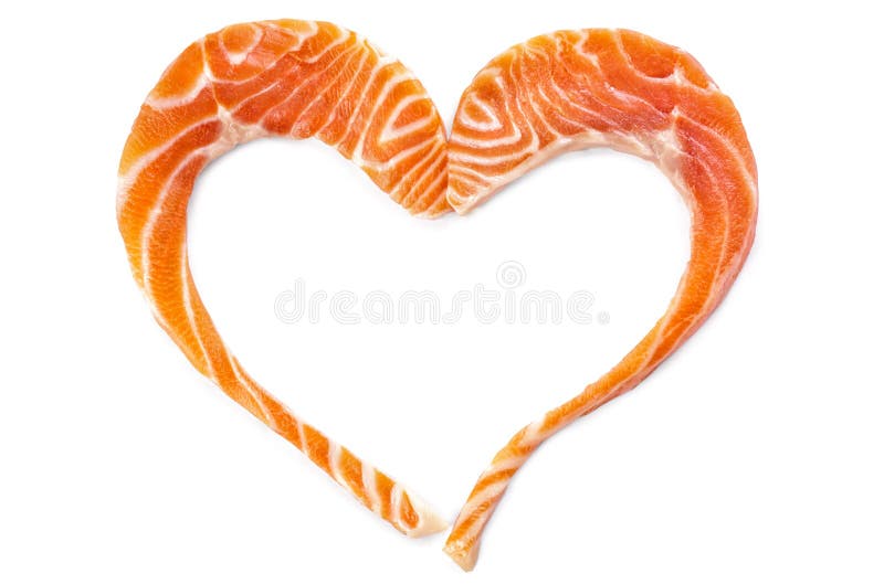 Heart shaped salmon slices stock photo. Image of healthy 202982224