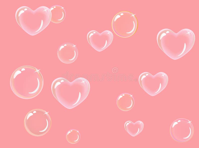 Heart-shaped soap bubbles stock illustration