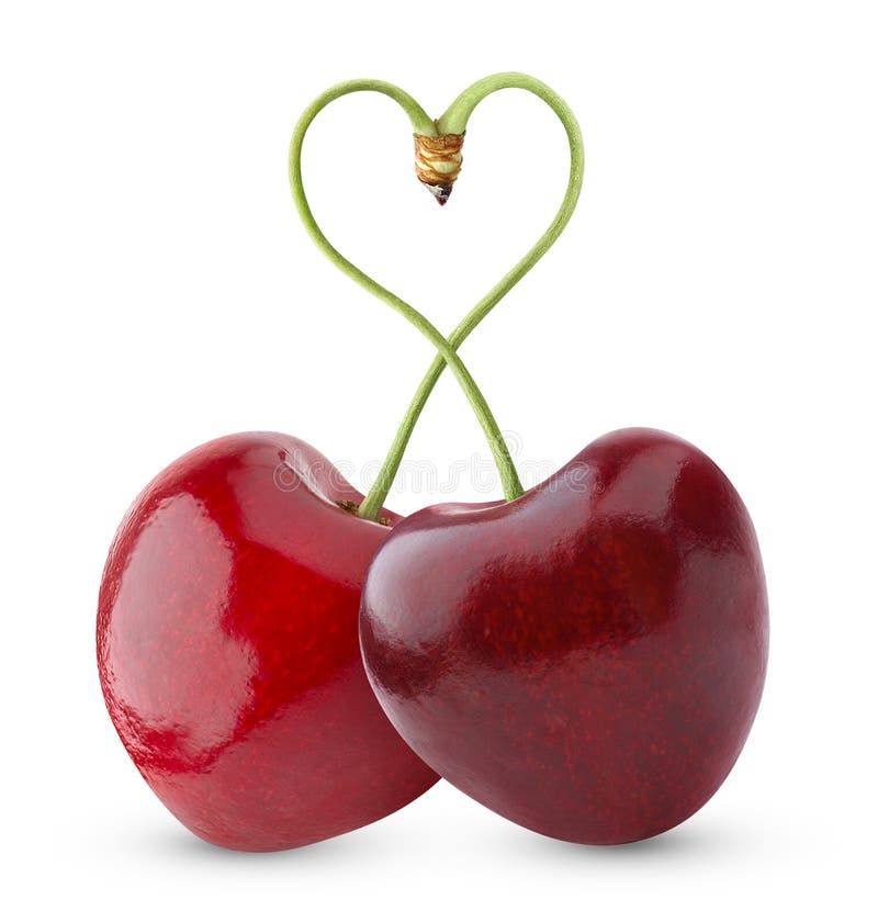 Heart-shaped sweet cherry royalty free stock image