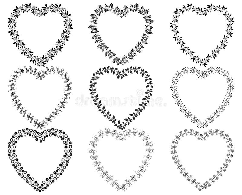 Download Heart Shaped Wreath Borders Stock Vector - Illustration of collection, frame: 83868683
