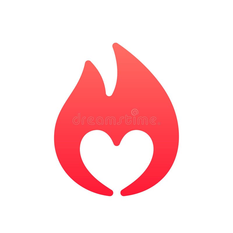 Heart sign on fire, symbol of passion, gradient colors simple icon royalty free illustration
