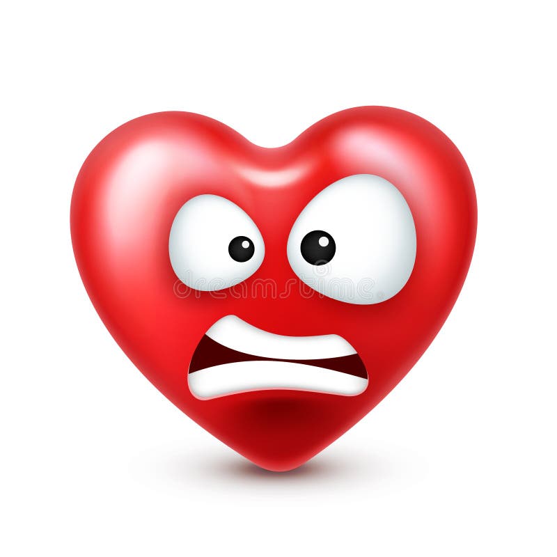 Heart Smiley Emoji Vector for Valentines Day. Funny Red Face with ...