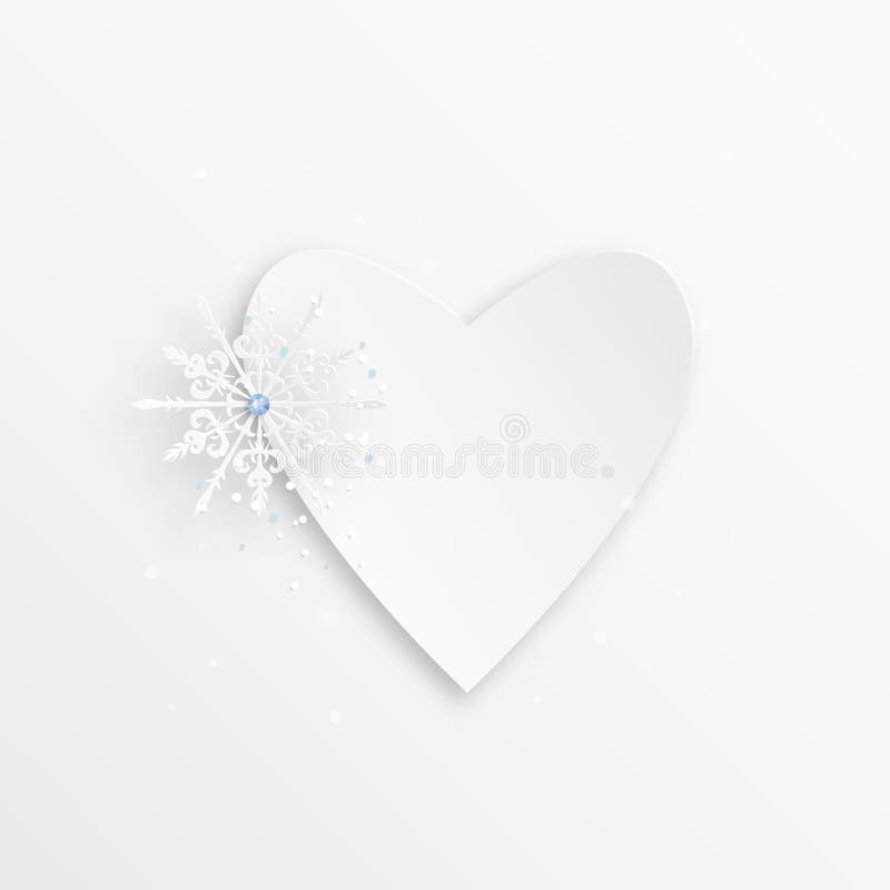 Heart And Snowflake From Paper For Your Signature, Stylish Vector Illustration For Web Design ...