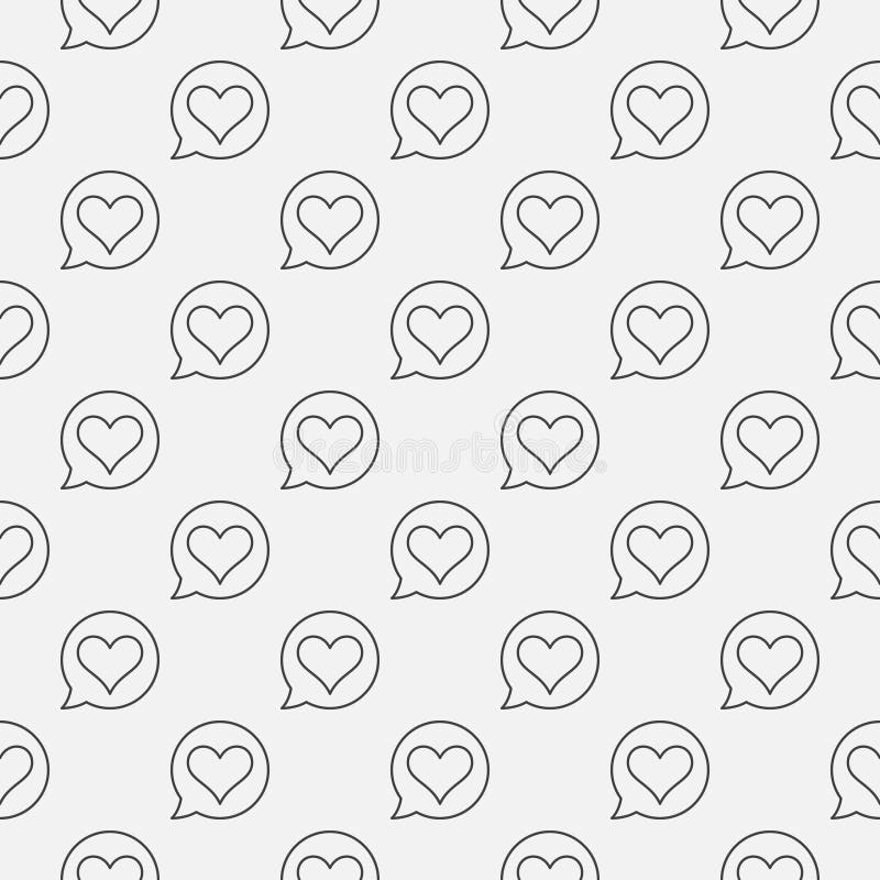 Heart in Speech Bubble vector outline seamless pattern vector illustration