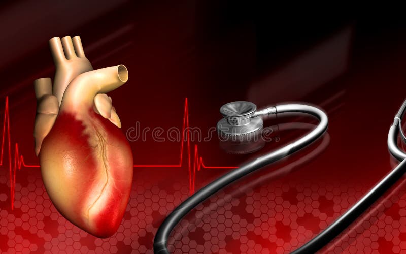 Heart and stethoscope stock illustration