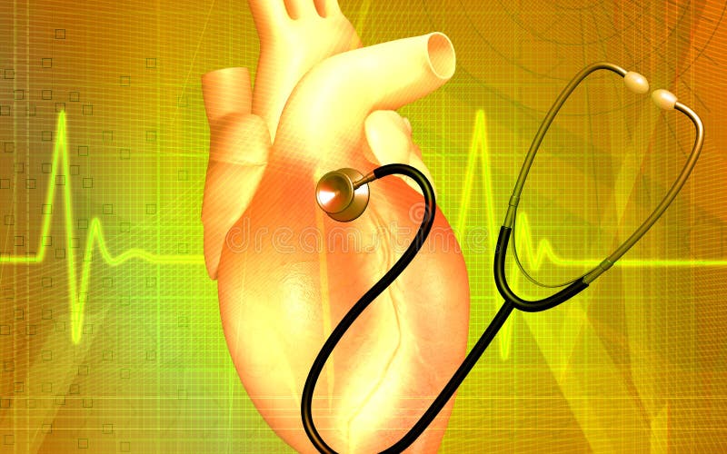 Heart and stethoscope royalty free illustration