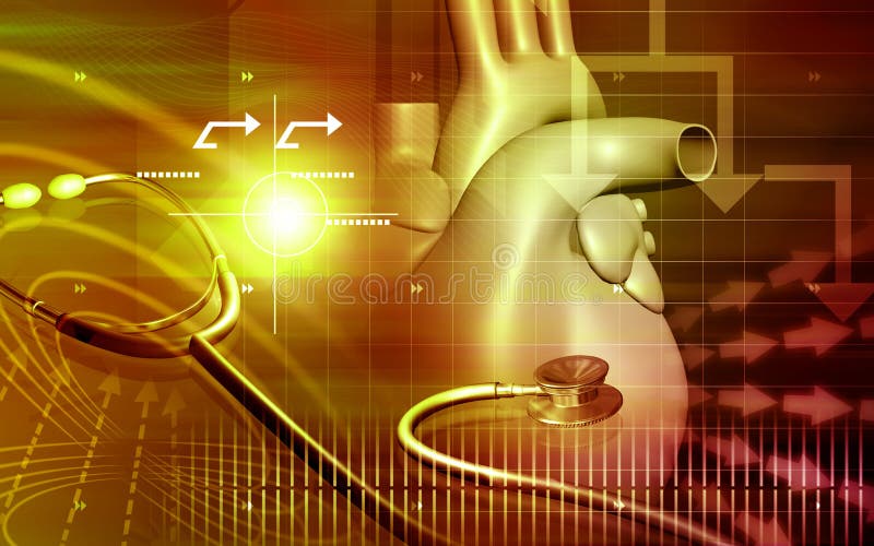 Heart and stethoscope stock illustration
