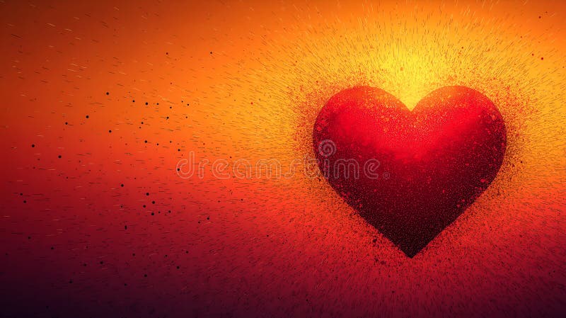 Heart surrounded by bold dashed-line bursts, fading into a sleek gradient vector illustration