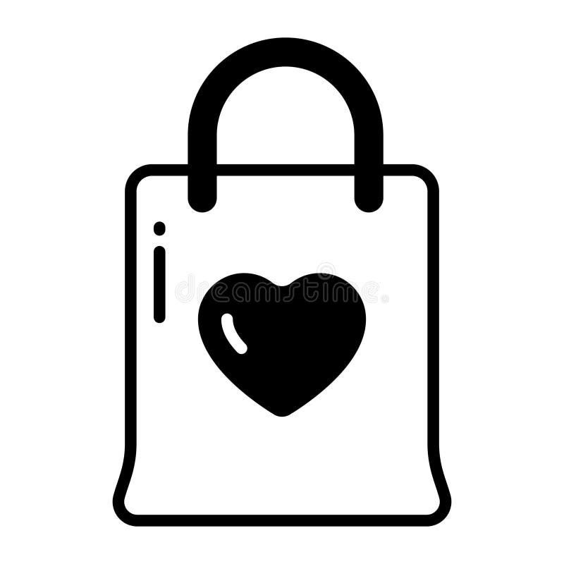 Heart Symbol on Shopping Bag, Vector Icon of Gift Bag Stock Vector Illustration of heart, love