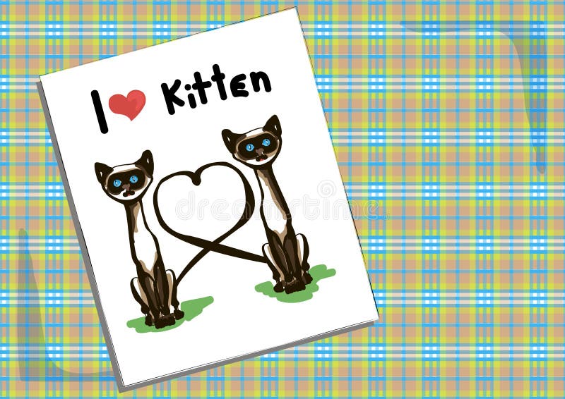 Greeting card of two cats with heart shaped tails ~ Clip Art #103033879