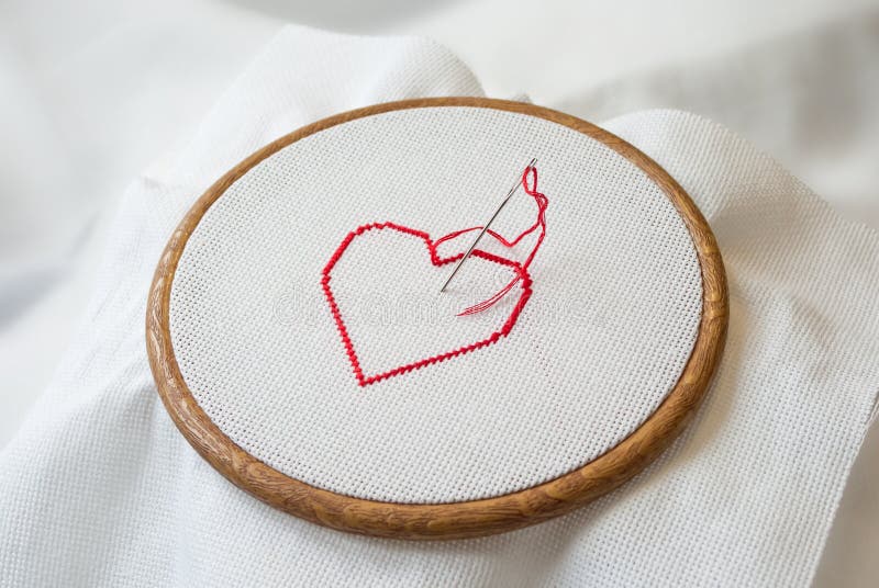 Tools for Cross Stitch. a Hoop for Embroidery and Canvas on White Stock  Image - Image of canvas, sewing: 135888505