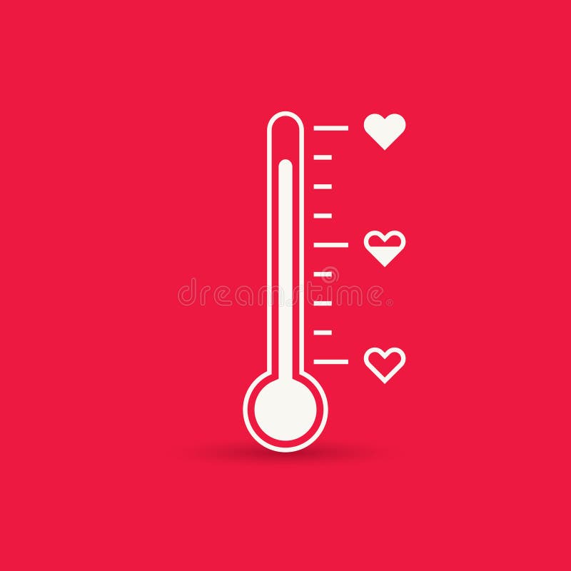 Heart thermometer icon. Love card stock illustration