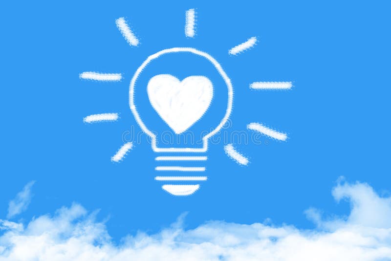 Heart think bulb cloud shaped on blue sky vector illustration