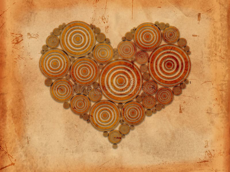 heart tree rings old paper background 23206338