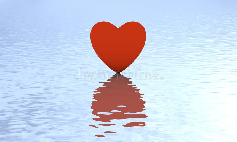 Heart on water with reflection