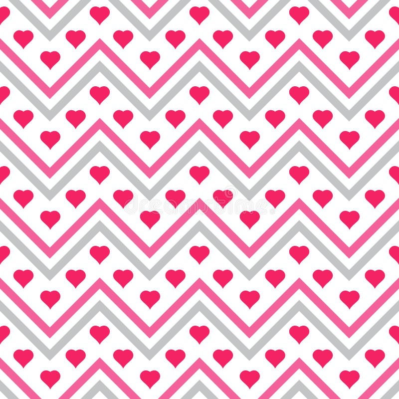 Hearts chevron seamless patterns vector illustration