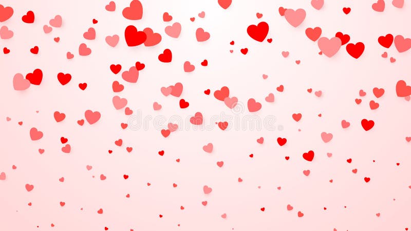 Hearts confetti. Heart background For design poster, wedding invitation, Mothers day, Valentines day, Womens day, card. Vector