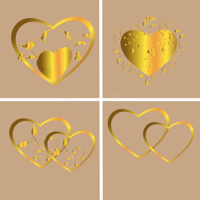 Hearts of gold stock vector. Illustration of decoration 17312273