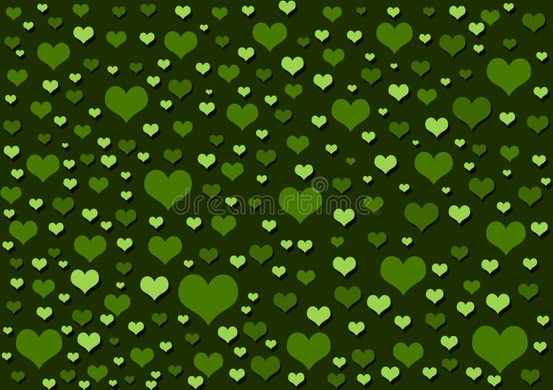 Green Hearts Shaped Pattern Background Wallpaper Stock Illustration