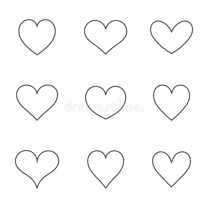 Hearts icons line vector illustration
