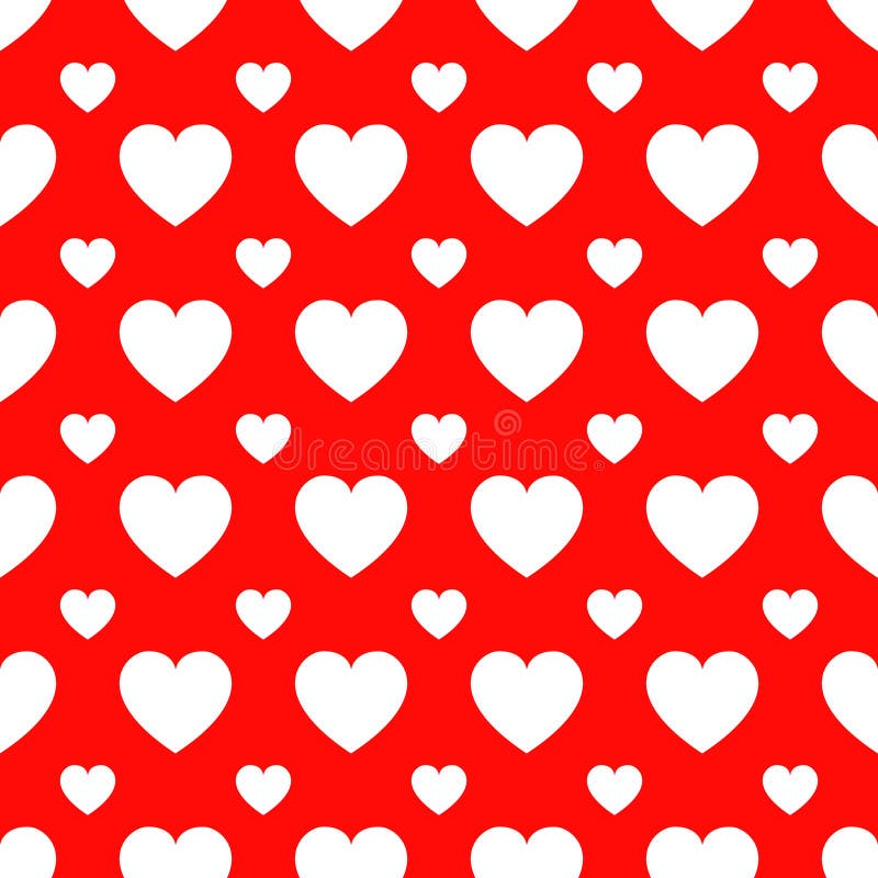 Hearts icons vector seamless pattern. Valentine`s Day background. Abstract repeated texture. White hearts symbols on the red back vector illustration Hearts icons vector seamless pattern. Valentine`s Day background. Abstract repeated texture. White hearts symbols on the red back vector illustration