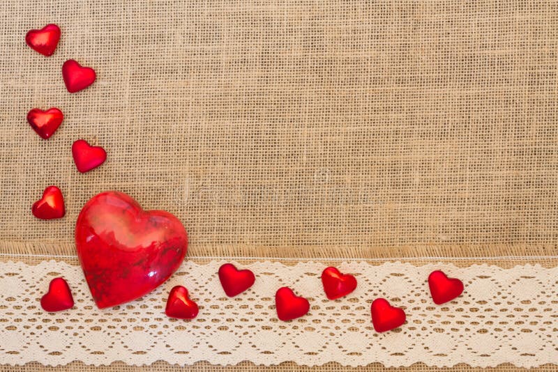 Hearts & Lace on Burlap Stock Photo Image of space, decoration 109155780