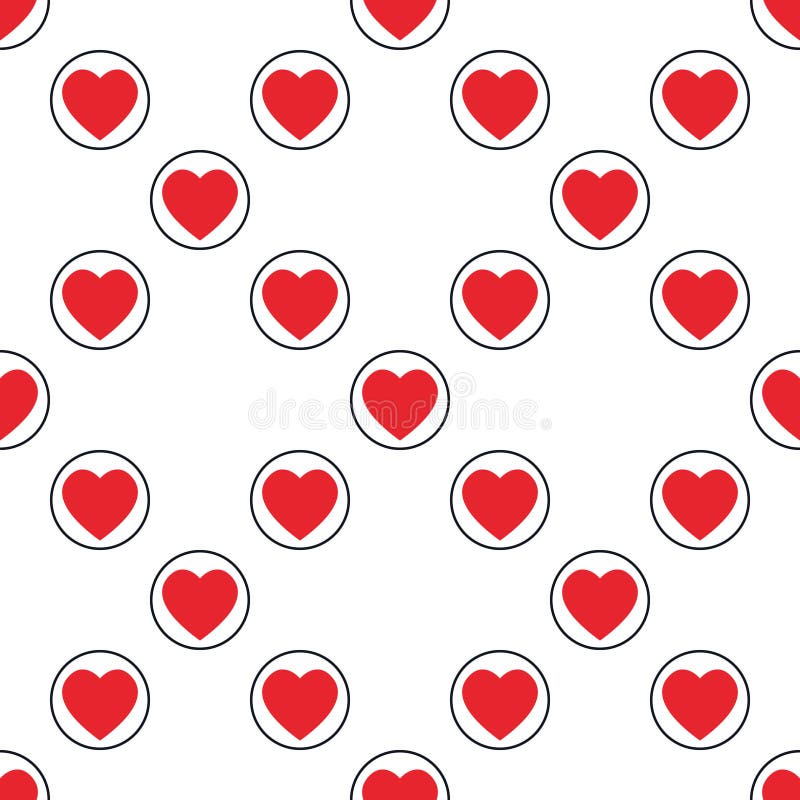Hearts Playing Card Suit vector round solid seamless pattern stock illustration