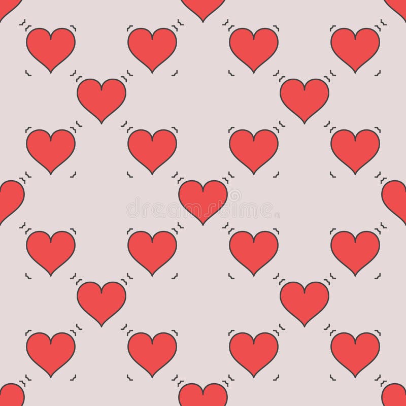Hearts Playing Card Suit vector simple red seamless pattern vector illustration