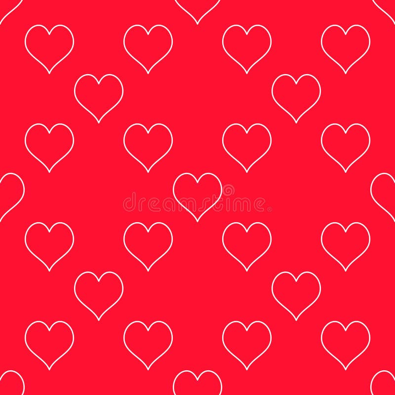 Hearts Playing Card Suit vector thin line minimal seamless pattern stock illustration