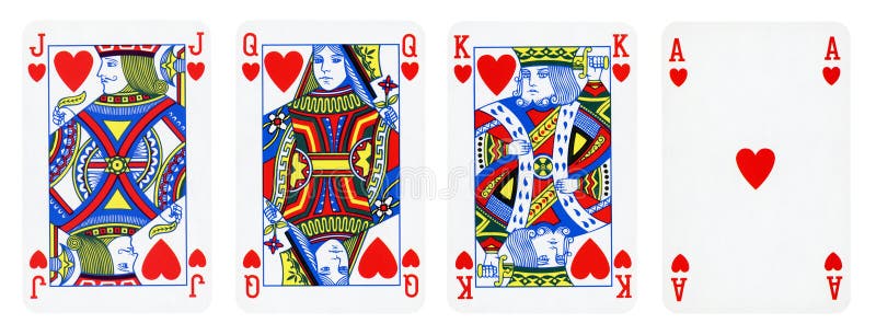 Ace, King, Queen, Jack of Heart High Cards in a Row Stock Image - Image of  arranged, heart: 87884461