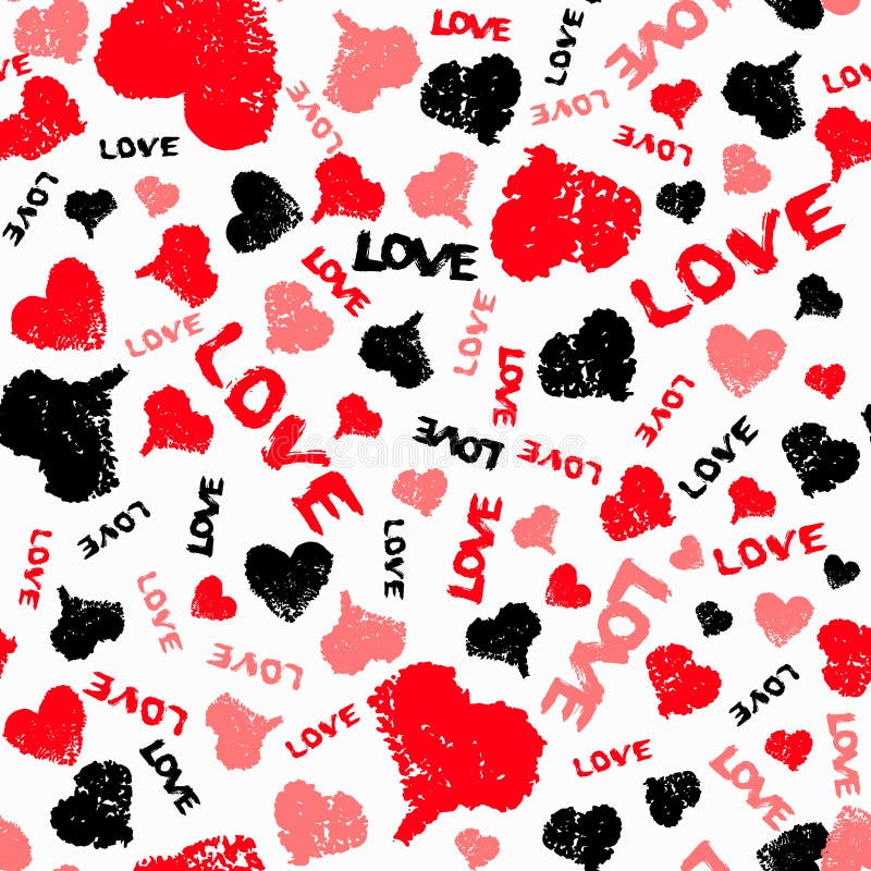 Hearts Valentine Background with Painted Love Word