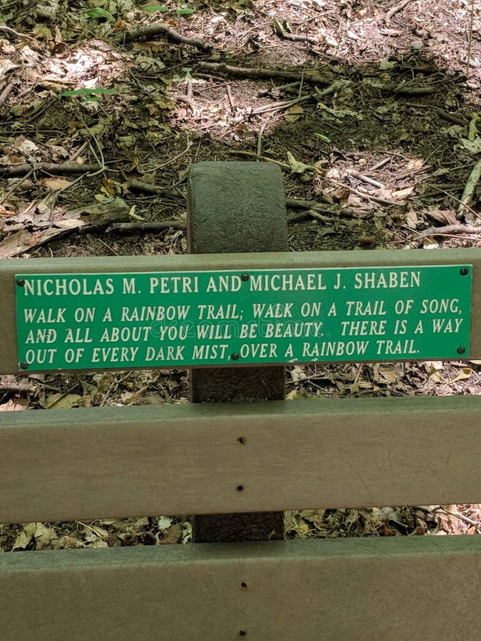Memorial Sign on a Bench stock image. Image of bench 131683749
