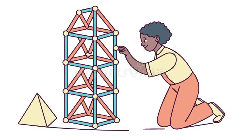 Child Building Block Tower, Creative Playtime, Learning and Development vector design Generative AI stock illustration