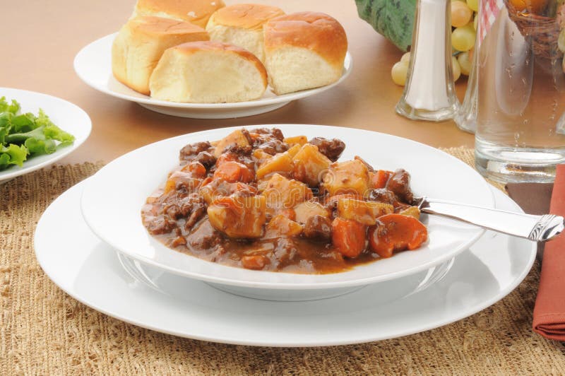 Hearty beef stew stock photo. Image of lettuce, buns 30383534
