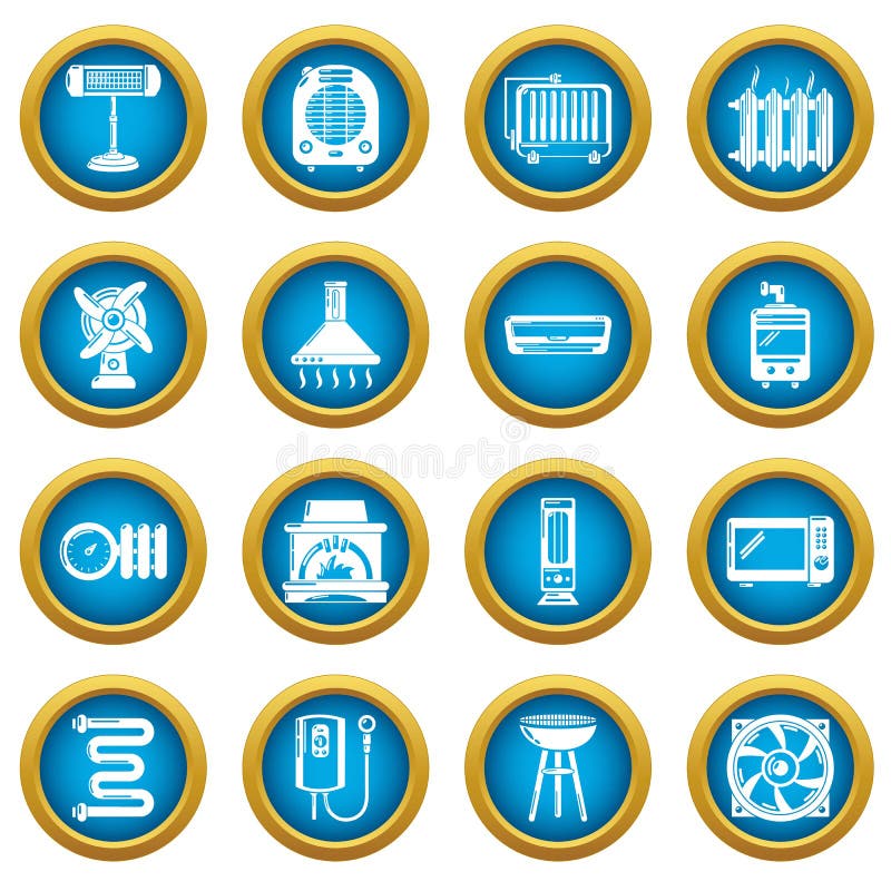 Heat cool air flow tools icons set, simple style stock illustration Heat cool air flow tools icons set, simple style stock illustration