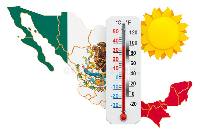 Mexico.Weather Map Of The Mexico. Meteorological Forecast. Realistic
