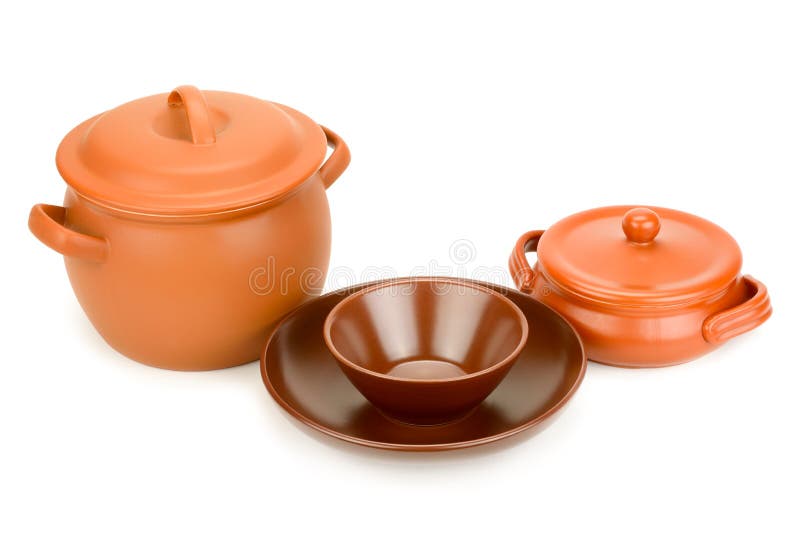 Heatresistant Ceramic Dishes on White. Side View Stock Photo Image of ceramic, houseware