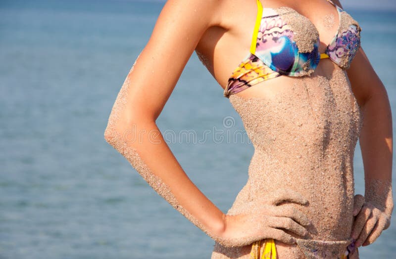 Heat, Sea, Sand and Bikini Woman Stock Photo - Image of breast