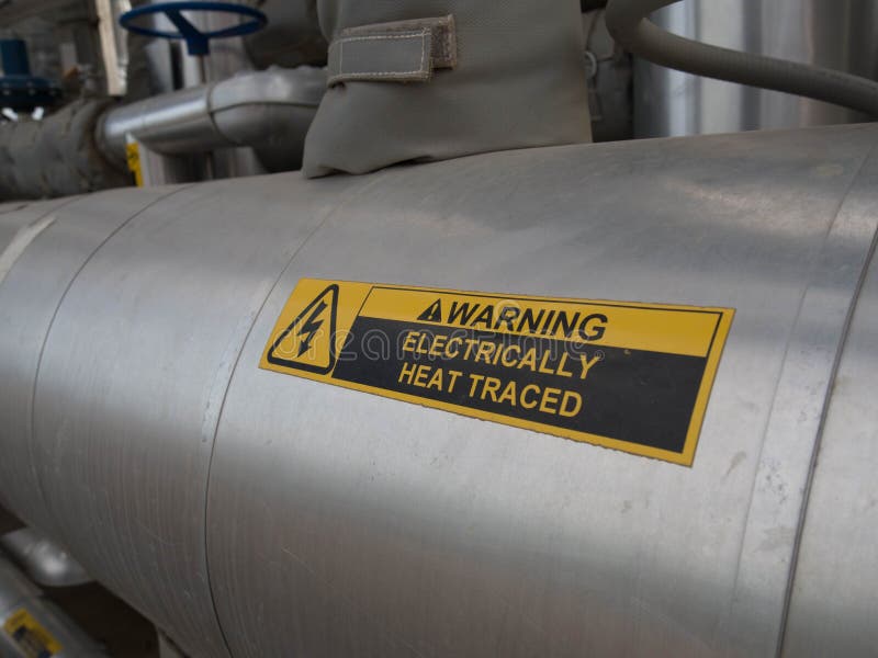 Heat trace warning stock image