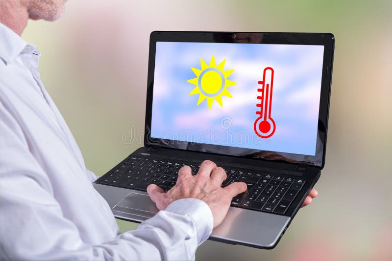 Heat wave concept on a laptop royalty free stock photography Heat wave concept on a laptop royalty free stock photography