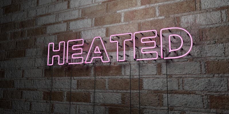 HEATED - Накаляя неоновая вывеска на стене каменной кладки - 3D представило иллюстрацию неизрасходованного запаса королевской вла бесплатная иллюстрация HEATED - Накаляя неоновая вывеска на стене каменной кладки - 3D представило иллюстрацию неизрасходованного запаса королевской вла бесплатная иллюстрация