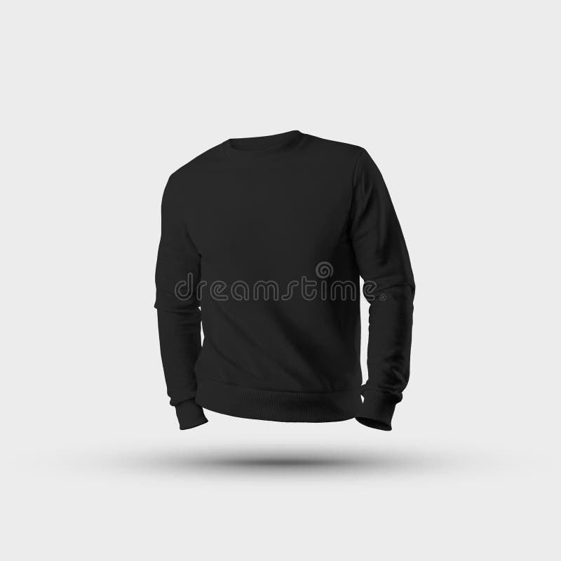 Heather textile mockup 3D rendering, male black long sleeve sweatshirt for design presentation, front view vector illustration