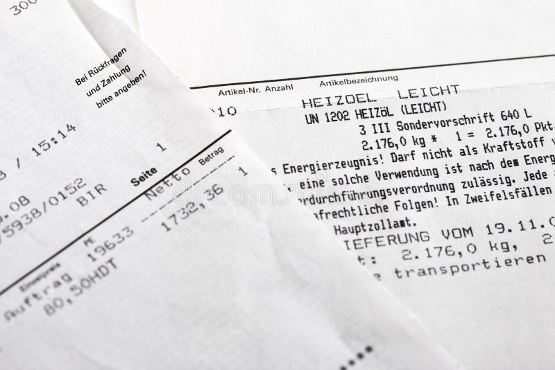 Heating Oil Bill, Elevated View Stock Image Image of bill, printout