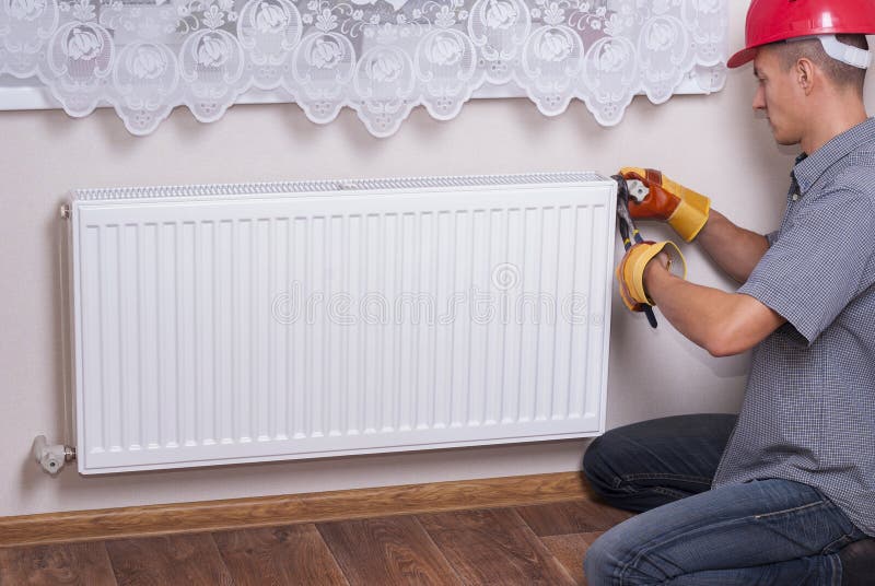 Heating Radiator Installation Stock Photo Image of service, fixing