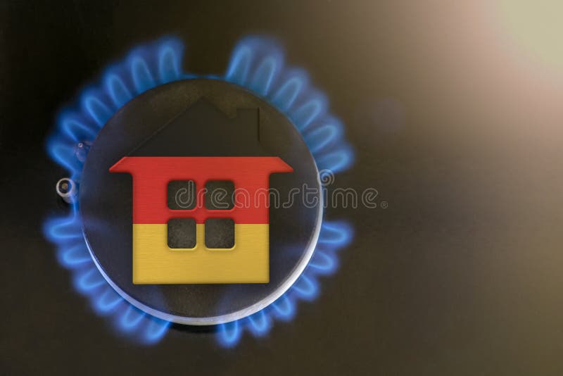 Heating season Germany. The beginning of the heating season on natural gas. Concept, model of a house stands near the