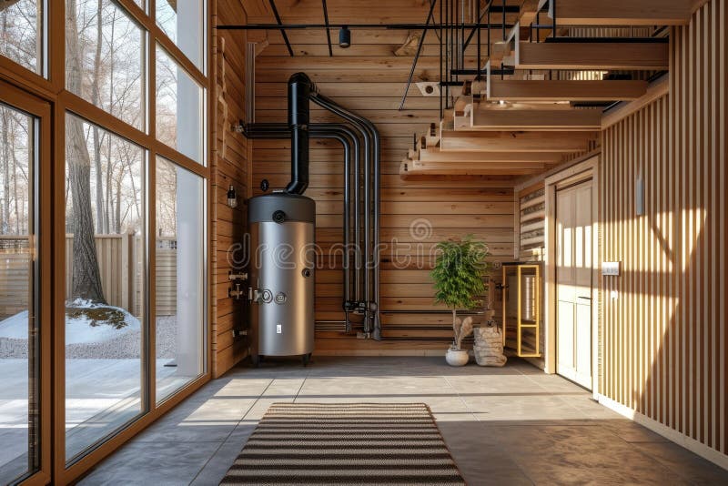 Heating system and gas boiler in the house vector illustration