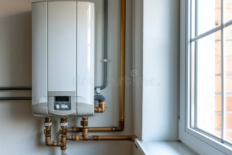 Heating system and gas boiler in the house royalty free illustration