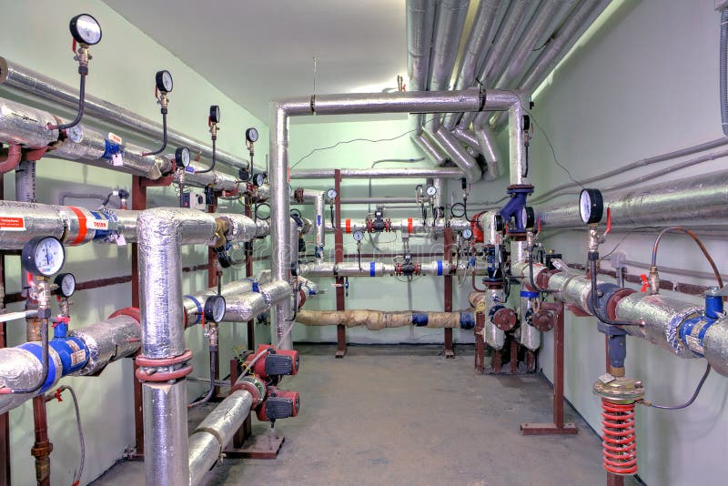 Heating system pipeline apartment house, with control and metering devices.