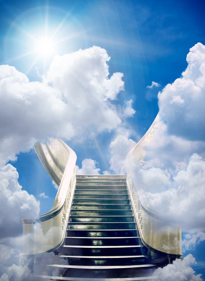 Beautiful religious background - stairs to heaven, bright light